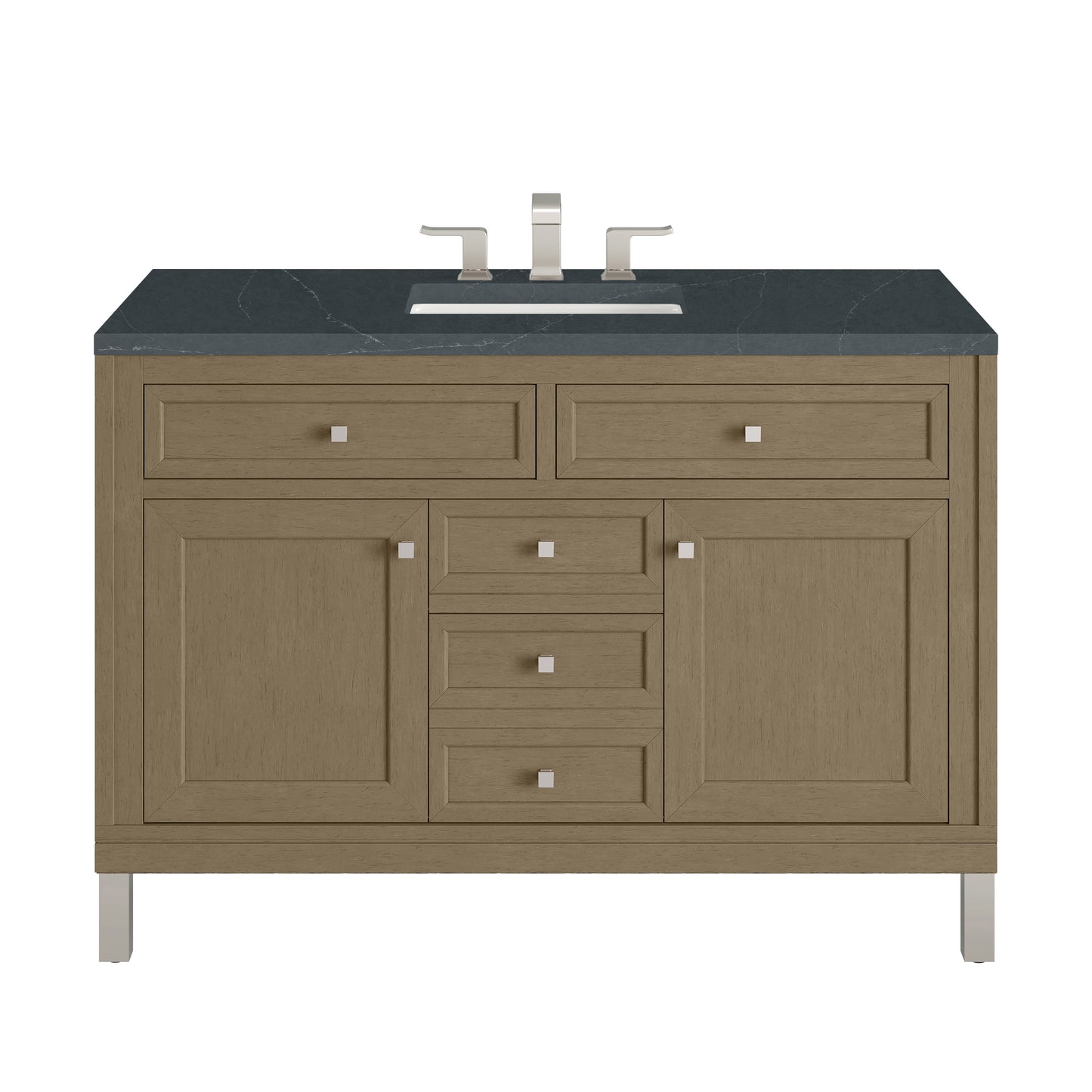 James Martin Vanities Chicago 48" Walnut Whisper Single Vanity With 3cm Charcoal Soapstone Silestone Top