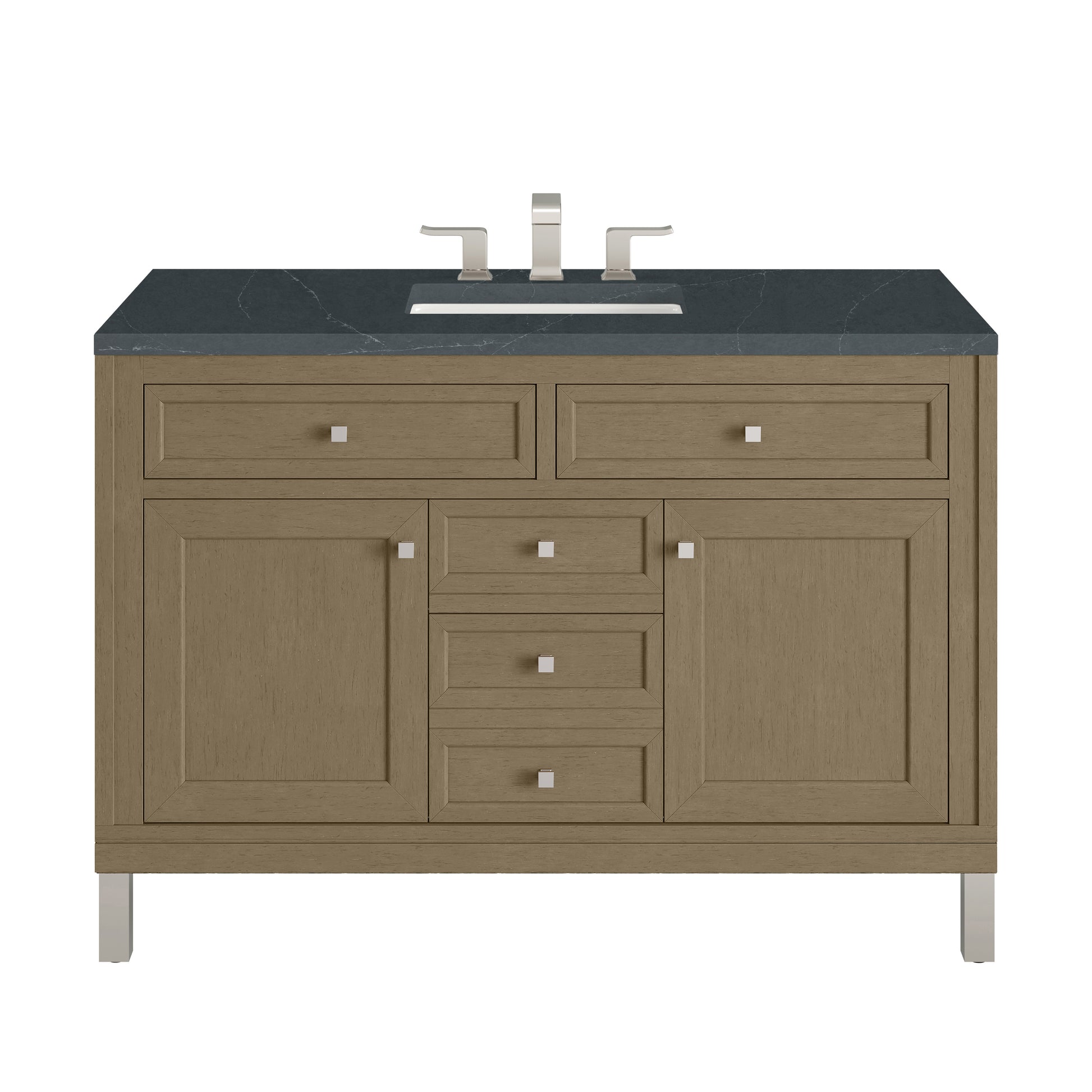 James Martin Vanities Chicago 48" Walnut Whisper Single Vanity With 3cm Charcoal Soapstone Silestone Top