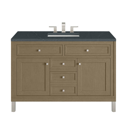 James Martin Vanities Chicago 48" Walnut Whisper Single Vanity With 3cm Charcoal Soapstone Silestone Top