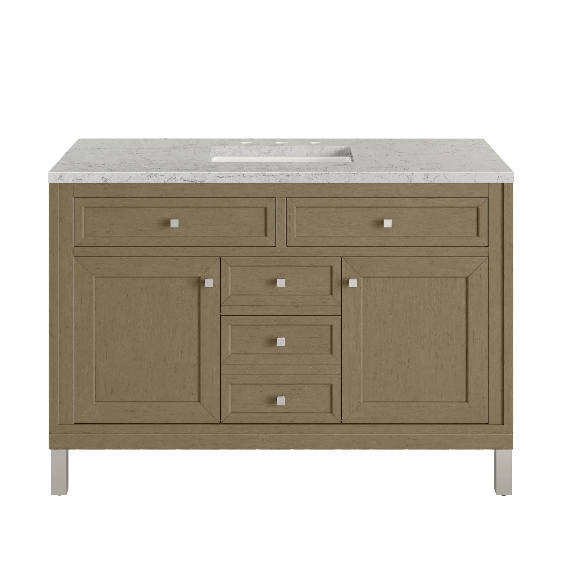James Martin Vanities Chicago 48" Walnut Whisper Single Vanity With 3cm Eternal Jasmine Pearl Silestone Top