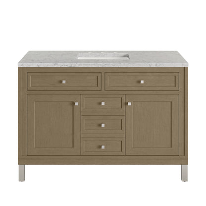 James Martin Vanities Chicago 48" Walnut Whisper Single Vanity With 3cm Eternal Jasmine Pearl Silestone Top
