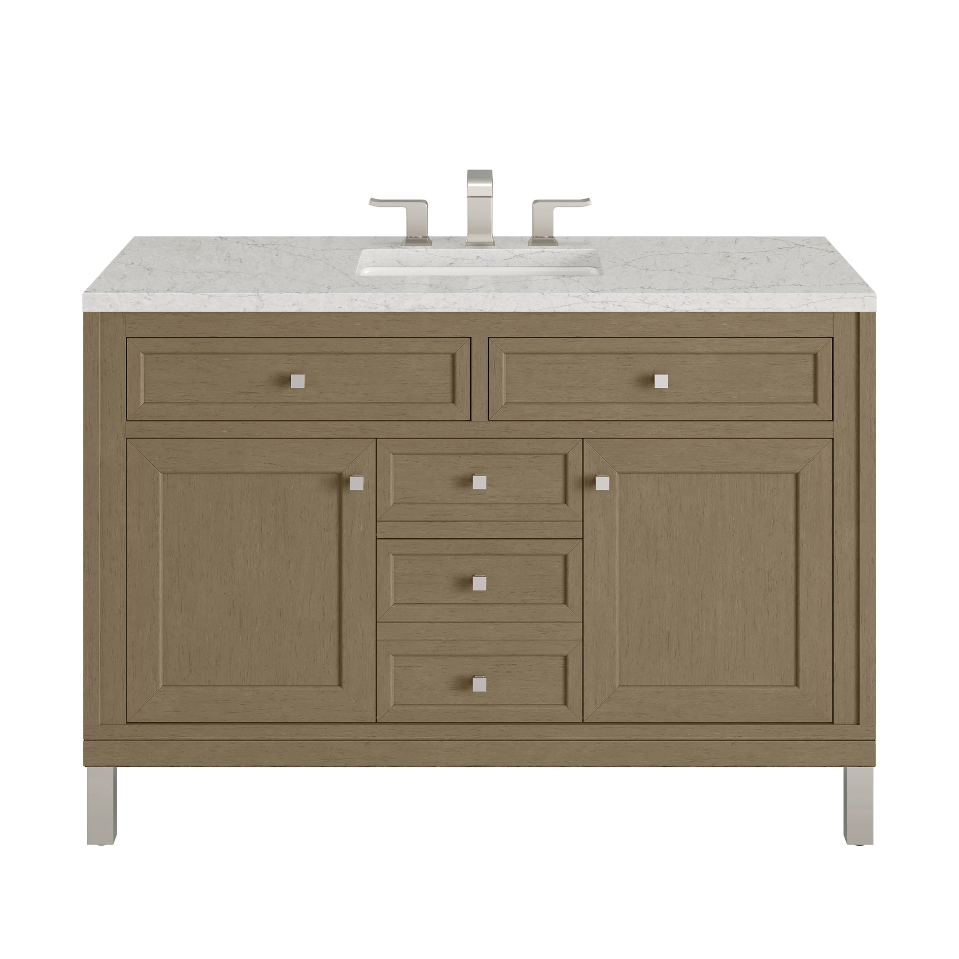 James Martin Vanities Chicago 48" Walnut Whisper Single Vanity With 3cm Eternal Jasmine Pearl Silestone Top