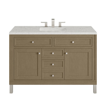James Martin Vanities Chicago 48" Walnut Whisper Single Vanity With 3cm Eternal Jasmine Pearl Silestone Top