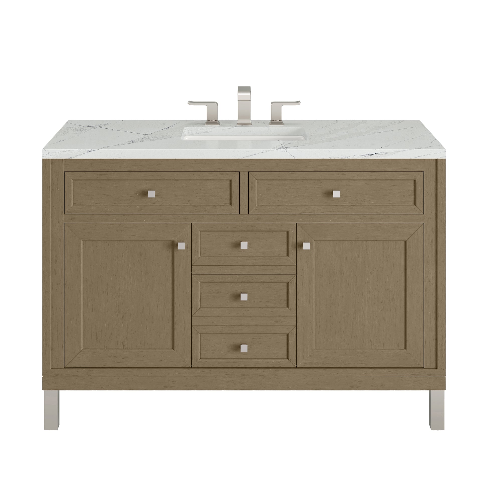 James Martin Vanities Chicago 48" Walnut Whisper Single Vanity With 3cm Ethereal Noctis Silestone Top