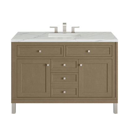 James Martin Vanities Chicago 48" Walnut Whisper Single Vanity With 3cm Ethereal Noctis Silestone Top