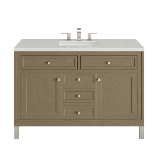 James Martin Vanities Chicago 48" Walnut Whisper Single Vanity With 3cm Lime Delight Silestone Top