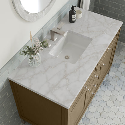 James Martin Vanities Chicago 48" Walnut Whisper Single Vanity With 3cm Victorian Silver Silestone Top