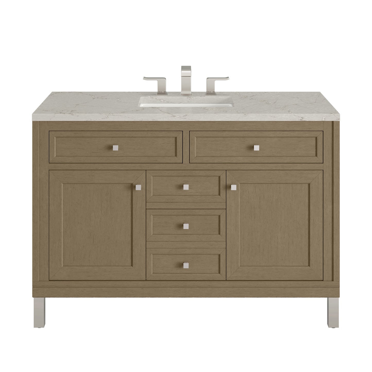 James Martin Vanities Chicago 48" Walnut Whisper Single Vanity With 3cm Victorian Silver Silestone Top