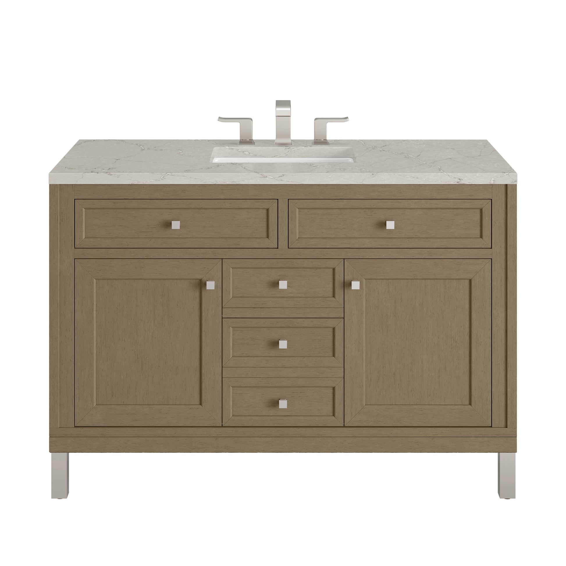 James Martin Vanities Chicago 48" Walnut Whisper Single Vanity With 3cm Victorian Silver Silestone Top
