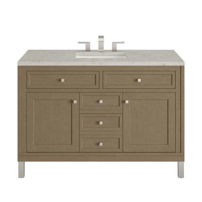 James Martin Vanities Chicago 48" Walnut Whisper Single Vanity With 3cm Victorian Silver Silestone Top