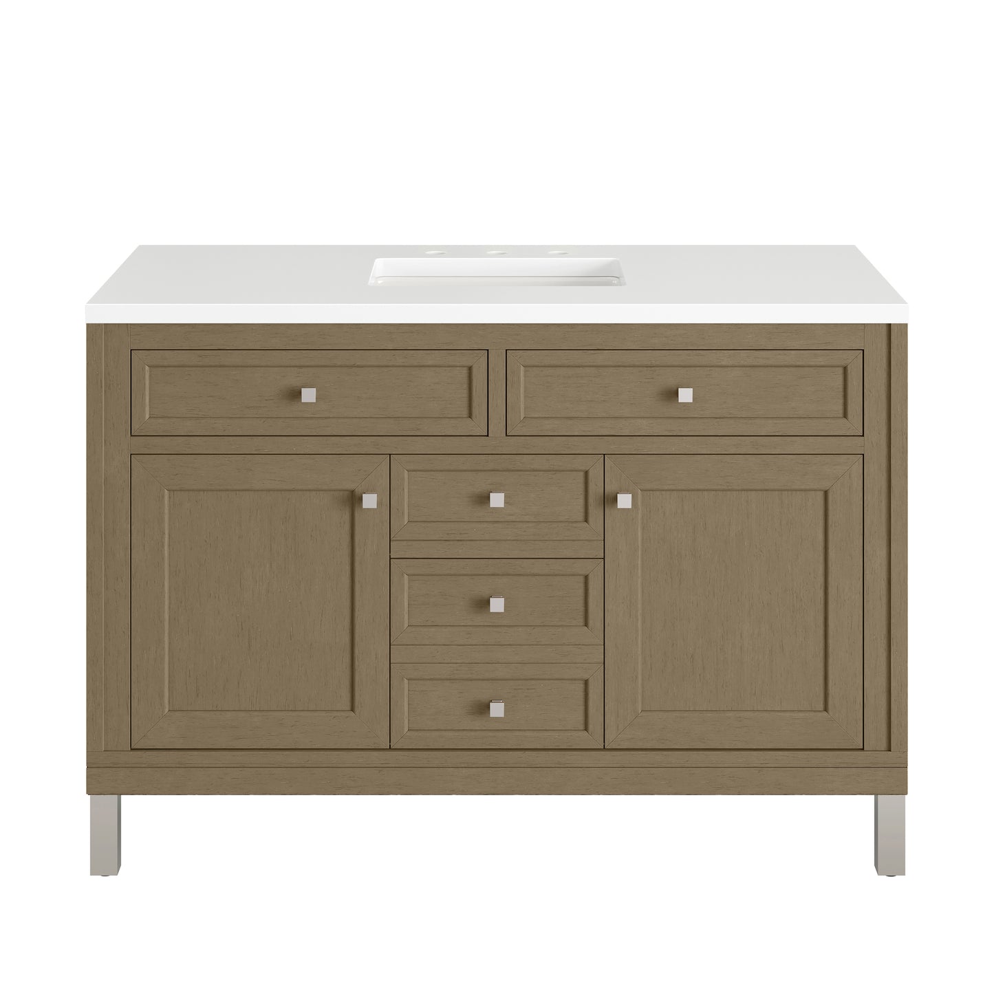 James Martin Vanities Chicago 48" Walnut Whisper Single Vanity With 3cm White Zeus Silestone Top