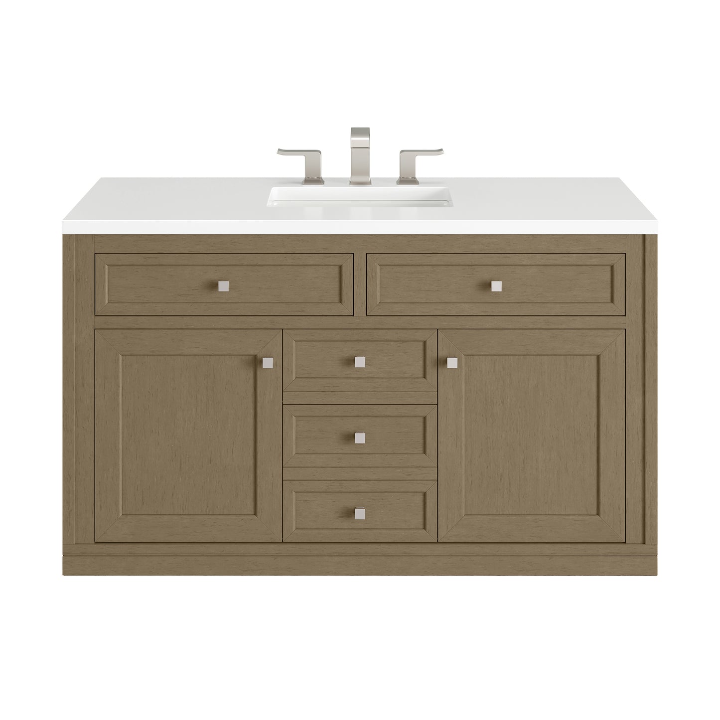 James Martin Vanities Chicago 48" Walnut Whisper Single Vanity With 3cm White Zeus Silestone Top