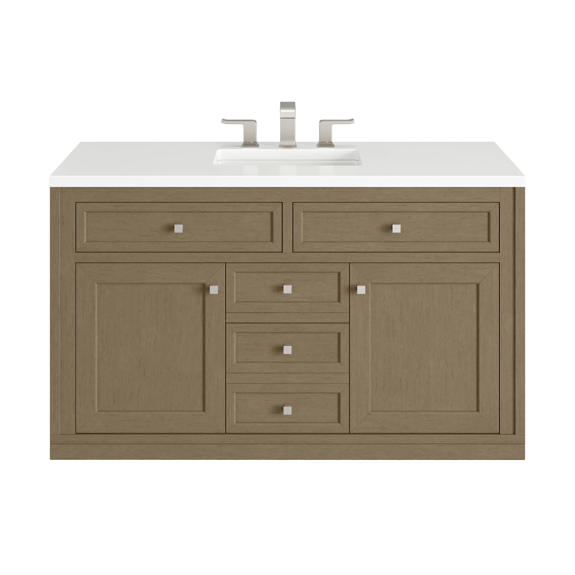 James Martin Vanities Chicago 48" Walnut Whisper Single Vanity With 3cm White Zeus Silestone Top