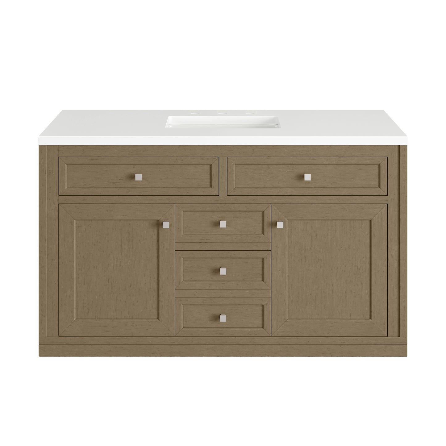 James Martin Vanities Chicago 48" Walnut Whisper Single Vanity With 3cm White Zeus Silestone Top