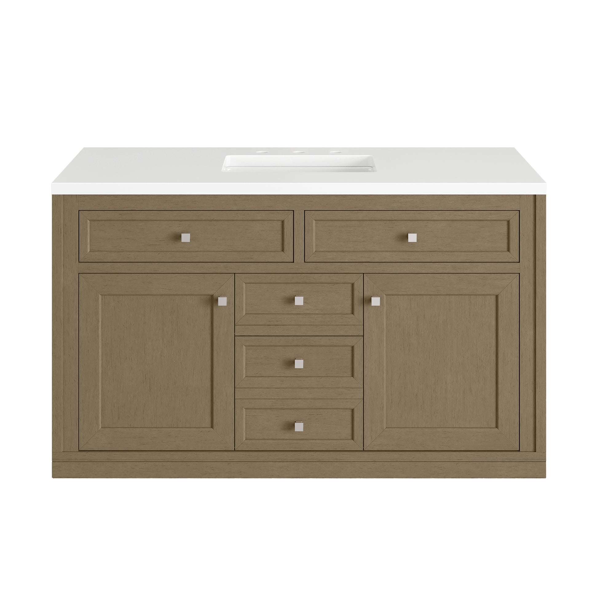James Martin Vanities Chicago 48" Walnut Whisper Single Vanity With 3cm White Zeus Silestone Top