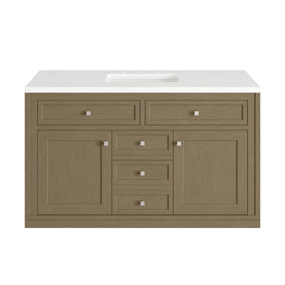 James Martin Vanities Chicago 48" Walnut Whisper Single Vanity With 3cm White Zeus Silestone Top