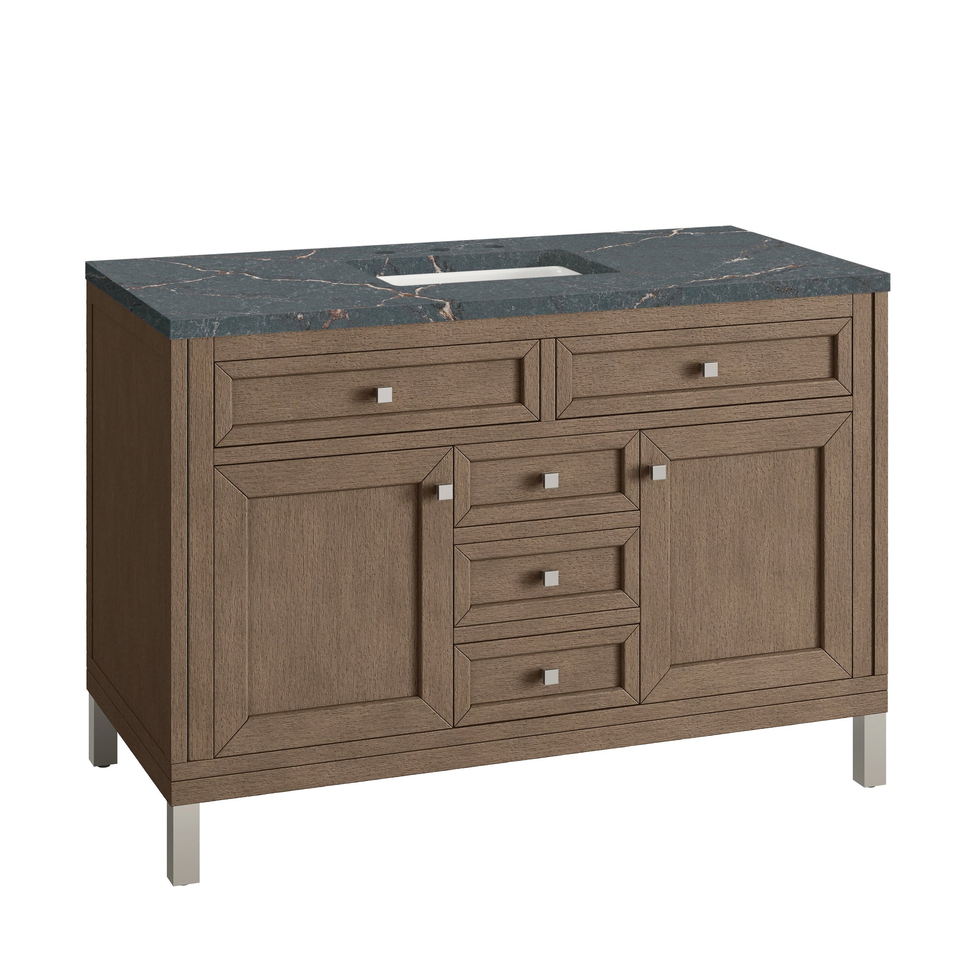 James Martin Vanities Chicago 48" Whitewashed Walnut Single Vanity With 3 cm Parisien Bleu Quartz Top