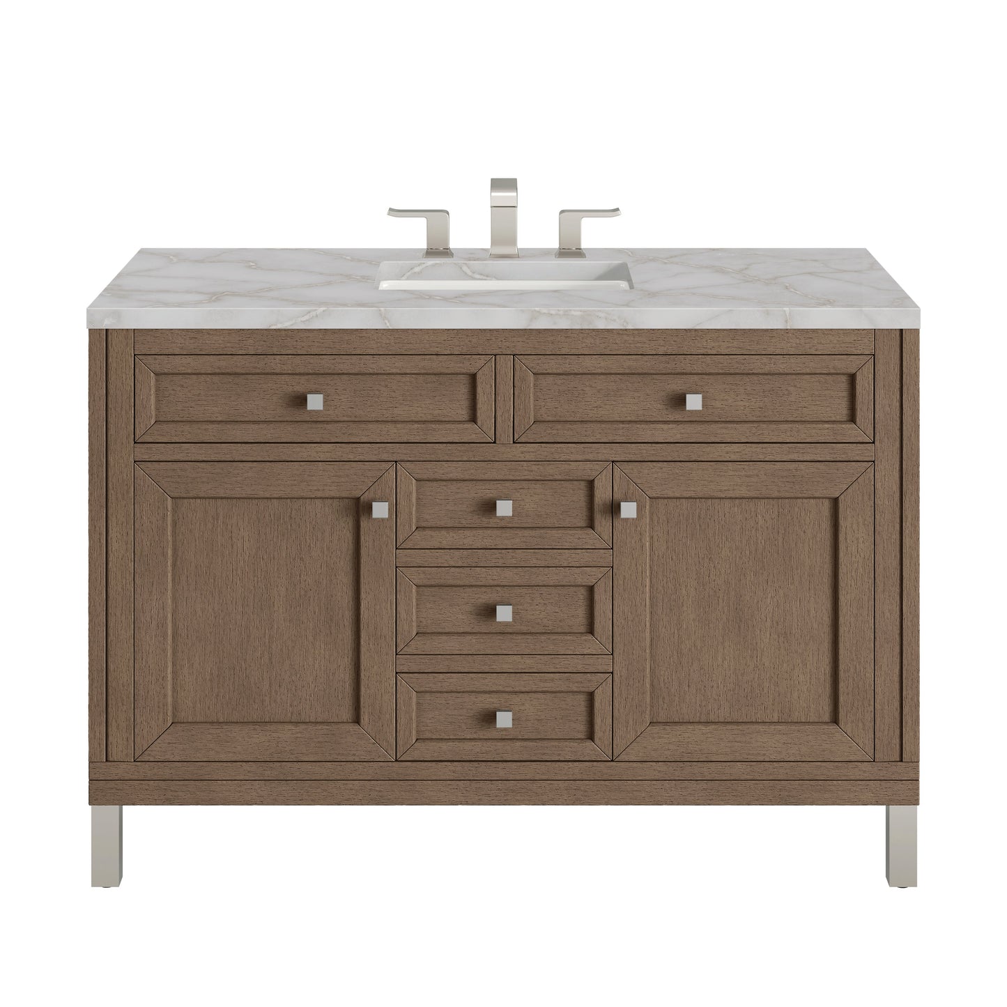 James Martin Vanities Chicago 48" Whitewashed Walnut Single Vanity With 3 cm Victorian Silver Quartz Top