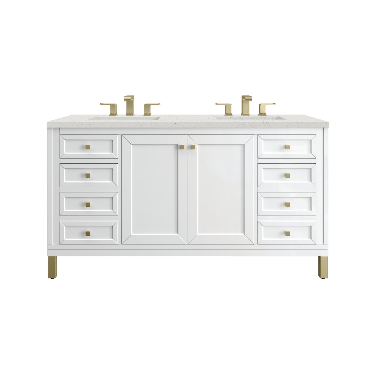 James Martin Vanities Chicago 60" Glossy White Double Vanity With 3 cm Lime Delight Top