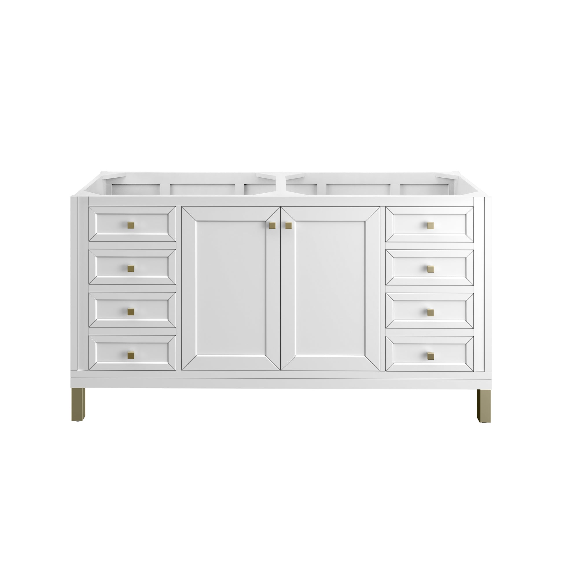 James Martin Vanities Chicago 60" Glossy White Double Vanity With 3cm Ethereal Noctis Silestone Top