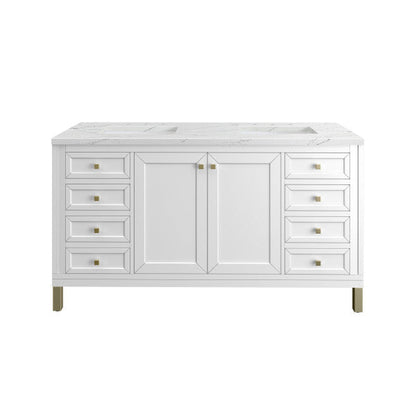 James Martin Vanities Chicago 60" Glossy White Double Vanity With 3cm Ethereal Noctis Top