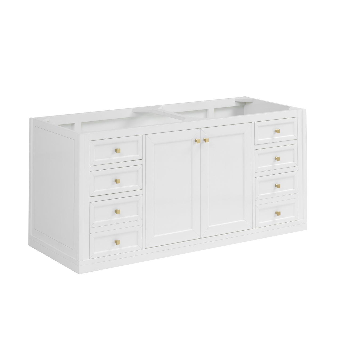 James Martin Vanities Chicago 60" Glossy White Double Vanity With 3cm Lime Delight Silestone Top
