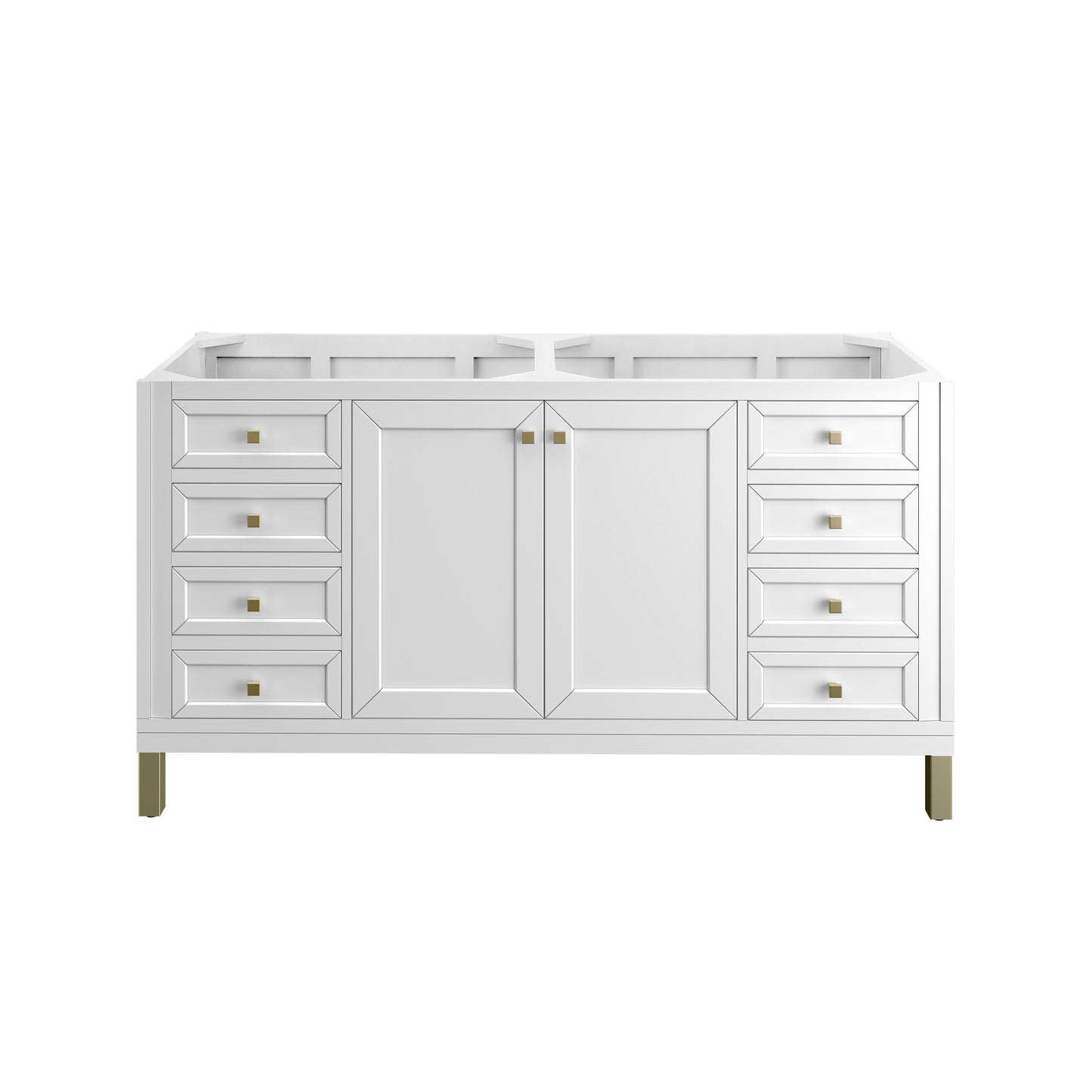 James Martin Vanities Chicago 60" Glossy White Double Vanity With 3cm Lime Delight Silestone Top