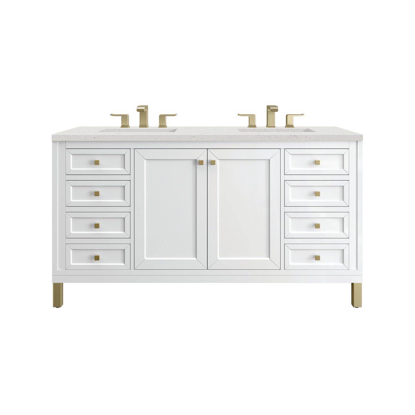 James Martin Vanities Chicago 60" Glossy White Double Vanity With 3cm Lime Delight Silestone Top