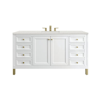 James Martin Vanities Chicago 60" Glossy White Single Vanity With 3 cm Lime Delight Top