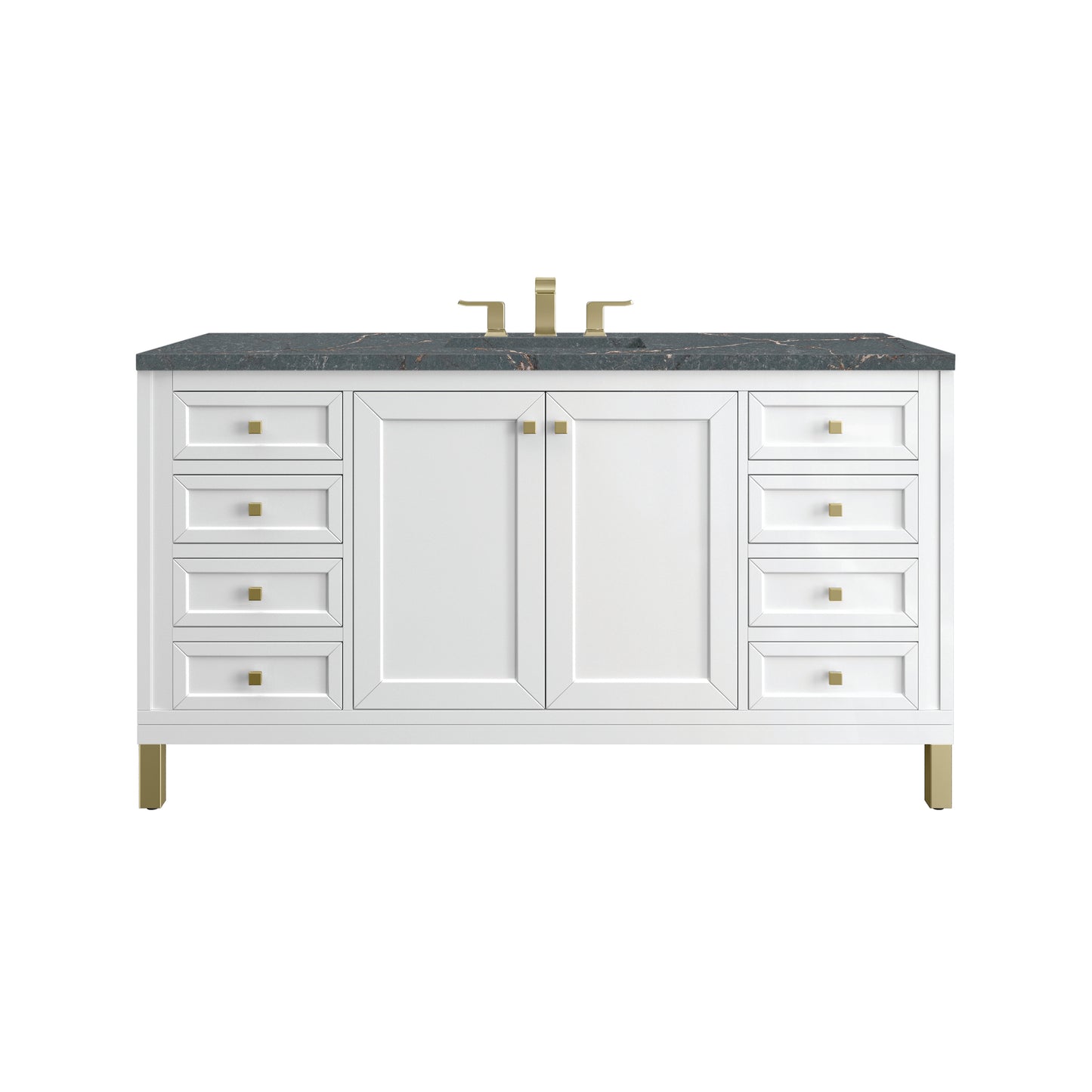 James Martin Vanities Chicago 60" Glossy White Single Vanity With 3 cm Parisien Bleu Silestone Top