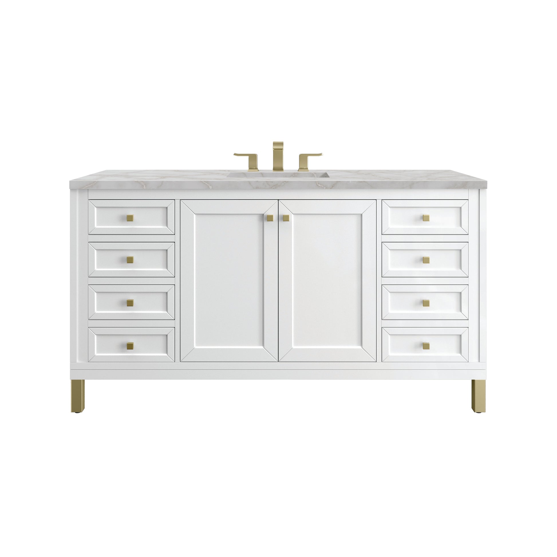 James Martin Vanities Chicago 60" Glossy White Single Vanity With 3 cm Victorian Silver Top