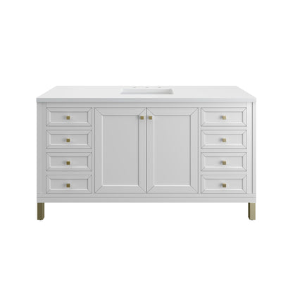 James Martin Vanities Chicago 60" Glossy White Single Vanity With 3 cm White Zeus Top