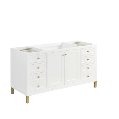 James Martin Vanities Chicago 60" Glossy White Single Vanity With 3cm Charcoal Soapstone Silestone Top