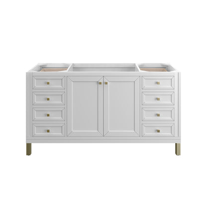 James Martin Vanities Chicago 60" Glossy White Single Vanity With 3cm Charcoal Soapstone Silestone Top