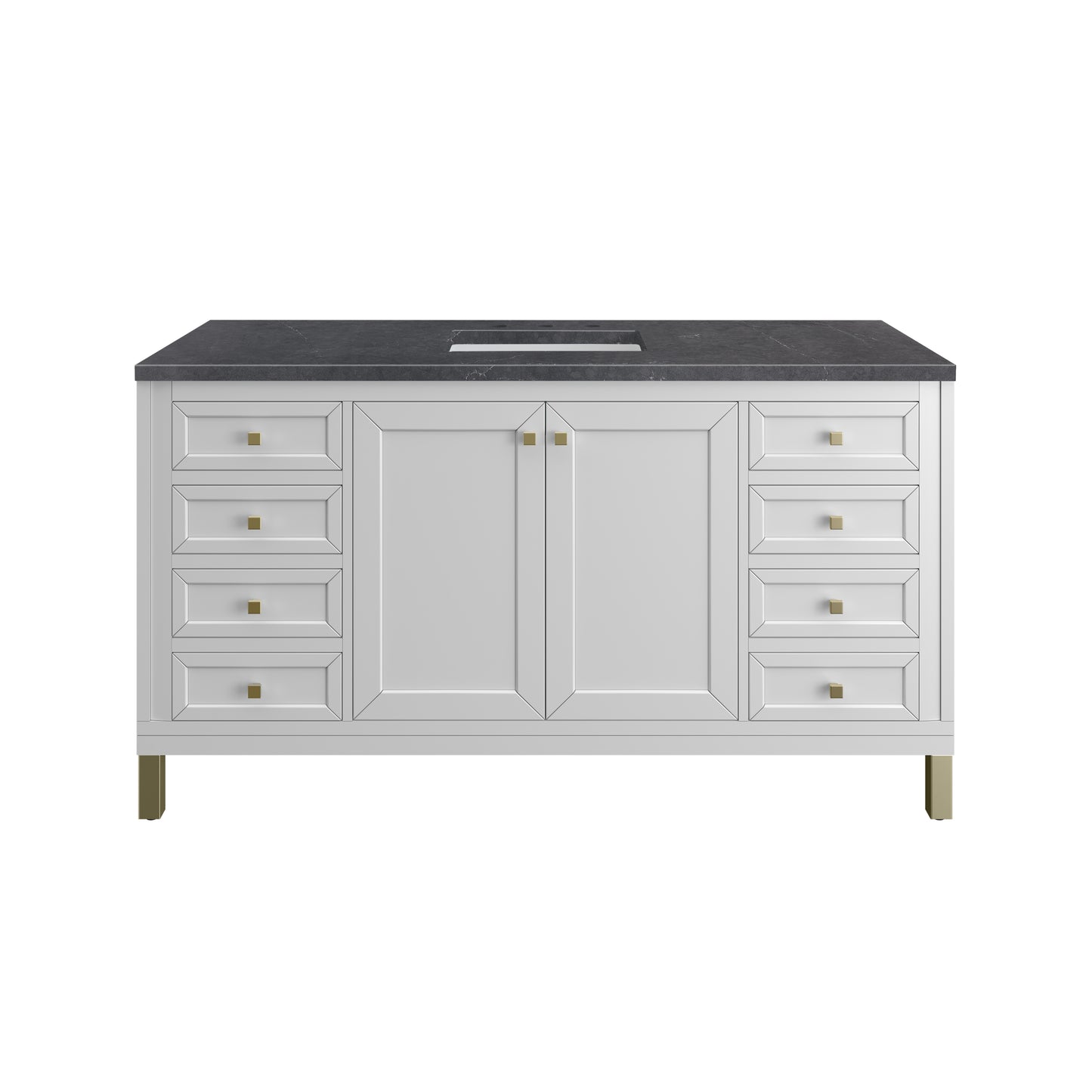 James Martin Vanities Chicago 60" Glossy White Single Vanity With 3cm Charcoal Soapstone Silestone Top