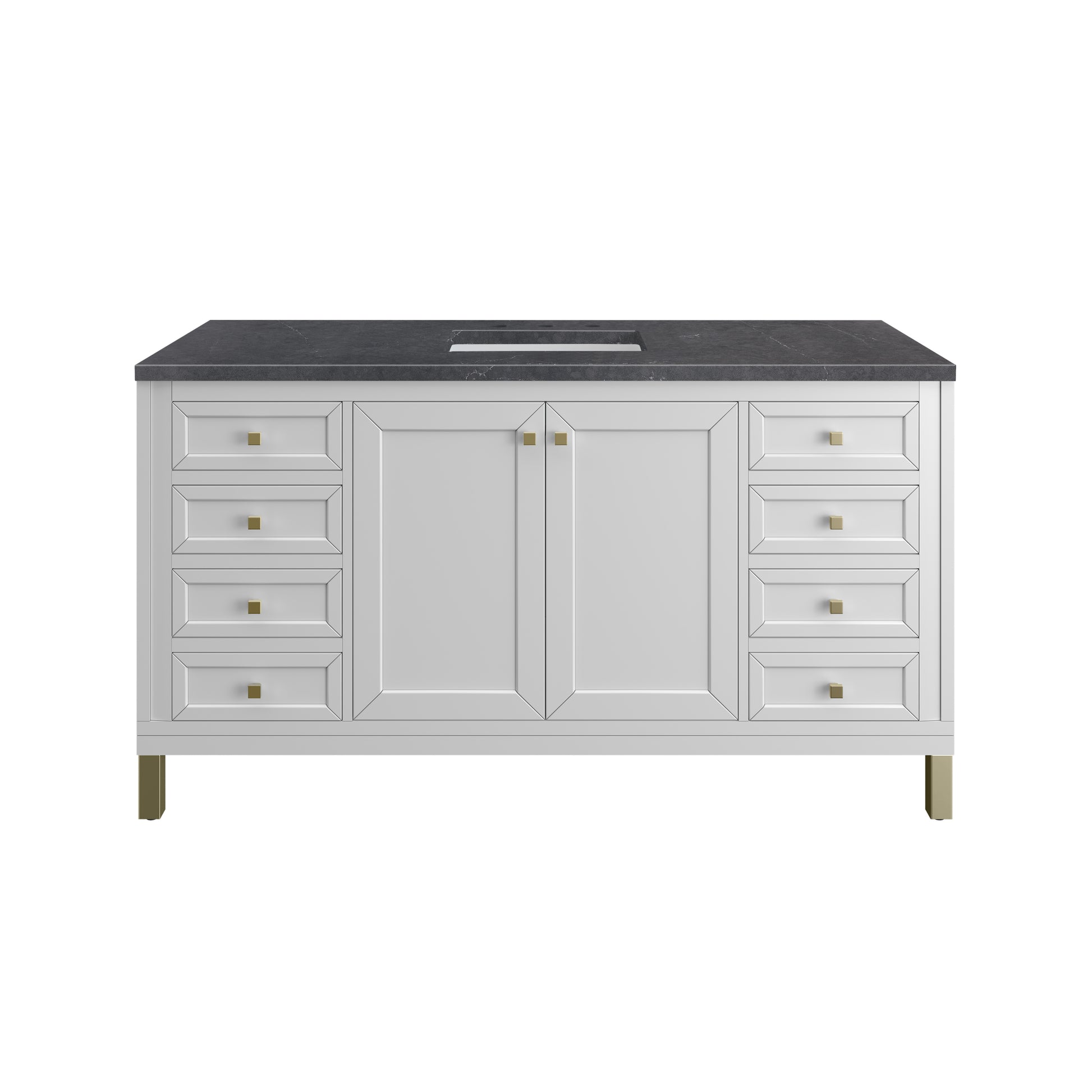 James Martin Vanities Chicago 60" Glossy White Single Vanity With 3cm Charcoal Soapstone Silestone Top