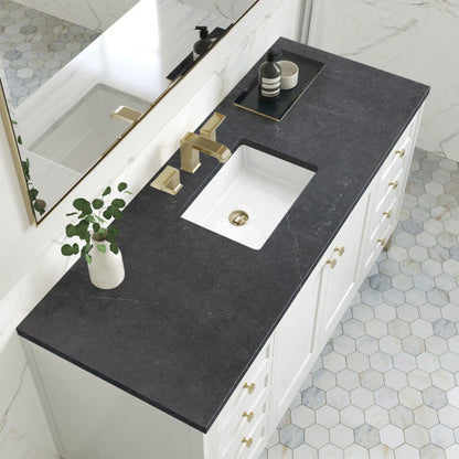 James Martin Vanities Chicago 60" Glossy White Single Vanity With 3cm Charcoal Soapstone Top