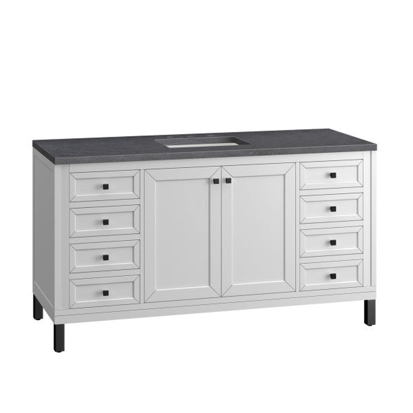 James Martin Vanities Chicago 60" Glossy White Single Vanity With 3cm Charcoal Soapstone Top