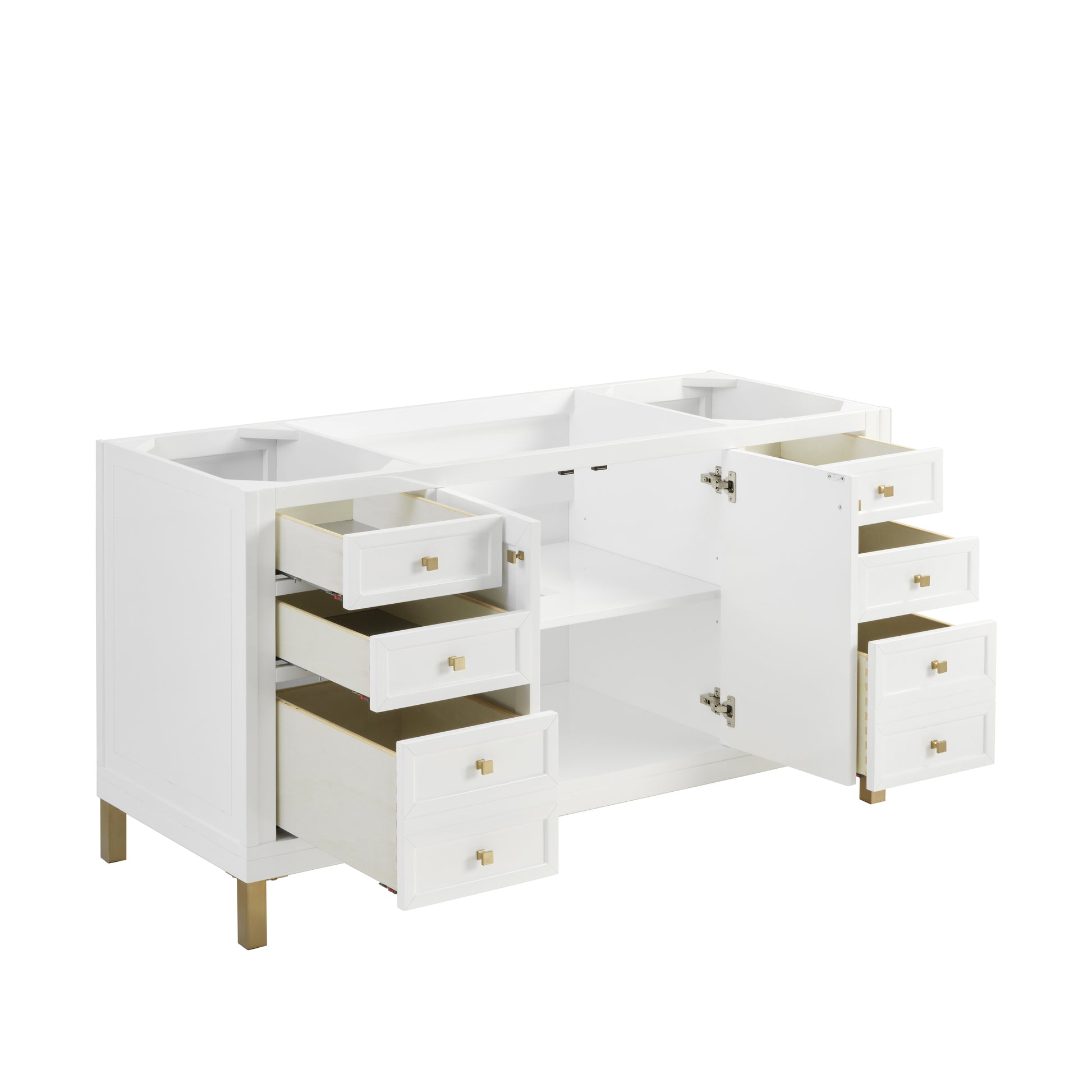 James Martin Vanities Chicago 60" Glossy White Single Vanity With 3cm Eternal Jasmine Pearl Silestone Top