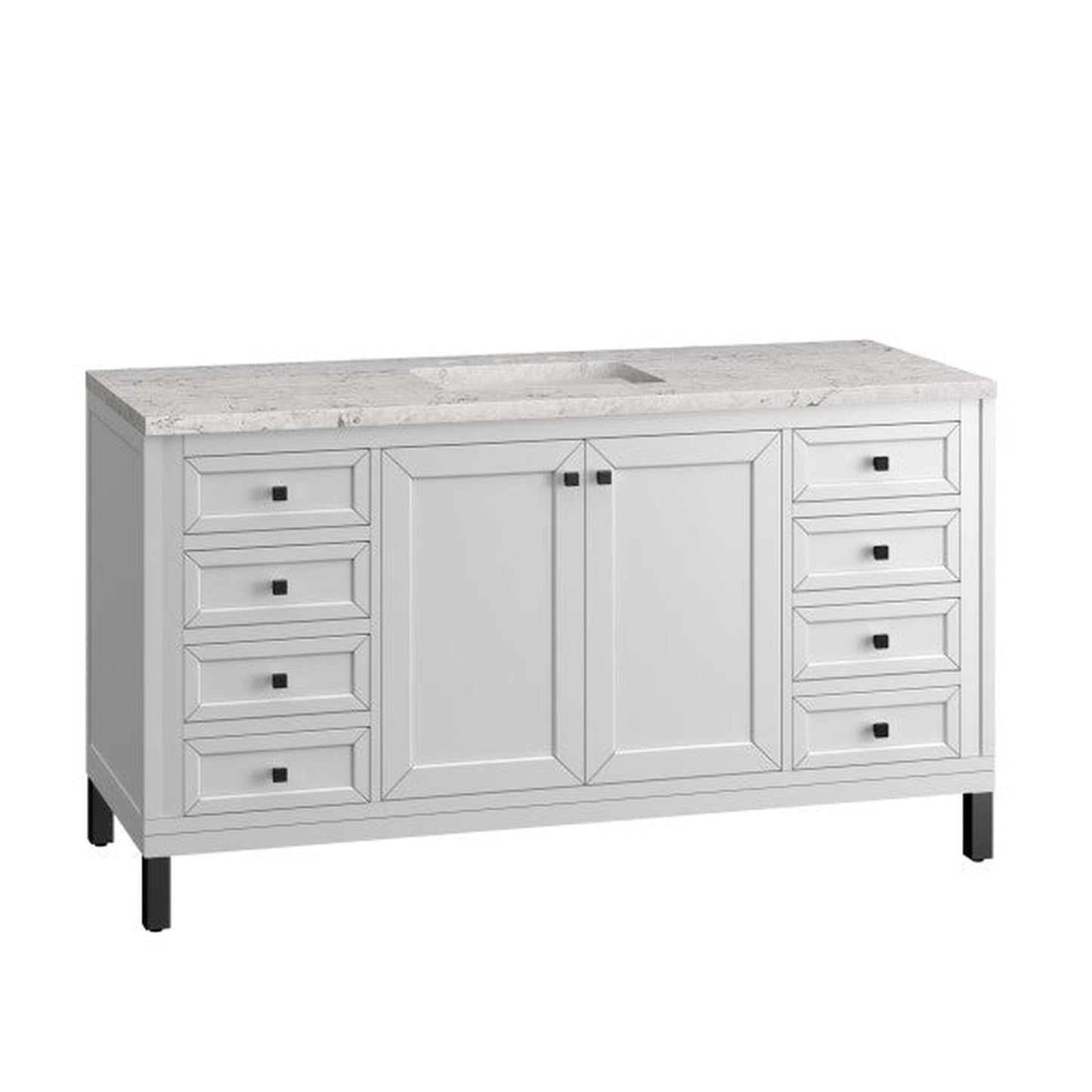 James Martin Vanities Chicago 60" Glossy White Single Vanity With 3cm Eternal Jasmine Pearl Top