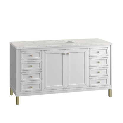 James Martin Vanities Chicago 60" Glossy White Single Vanity With 3cm Eternal Jasmine Pearl Top