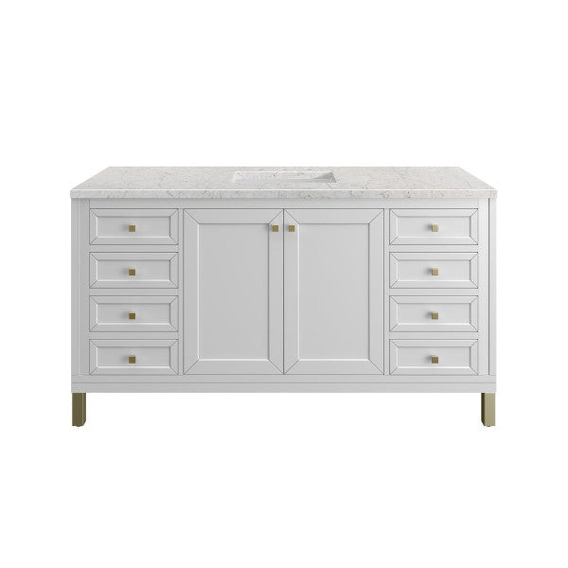 James Martin Vanities Chicago 60" Glossy White Single Vanity With 3cm Eternal Jasmine Pearl Top