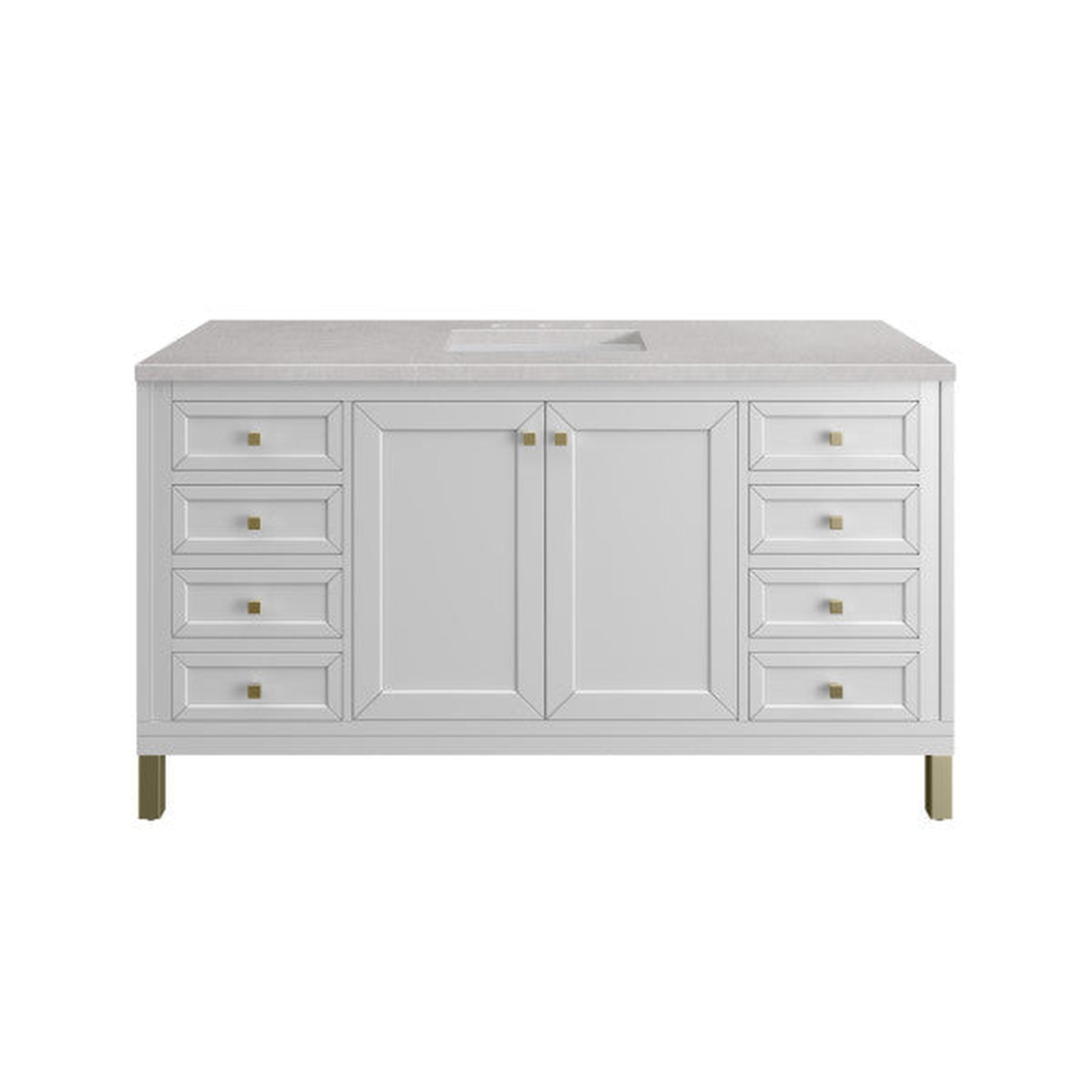 James Martin Vanities Chicago 60" Glossy White Single Vanity With 3cm Eternal Serena Top