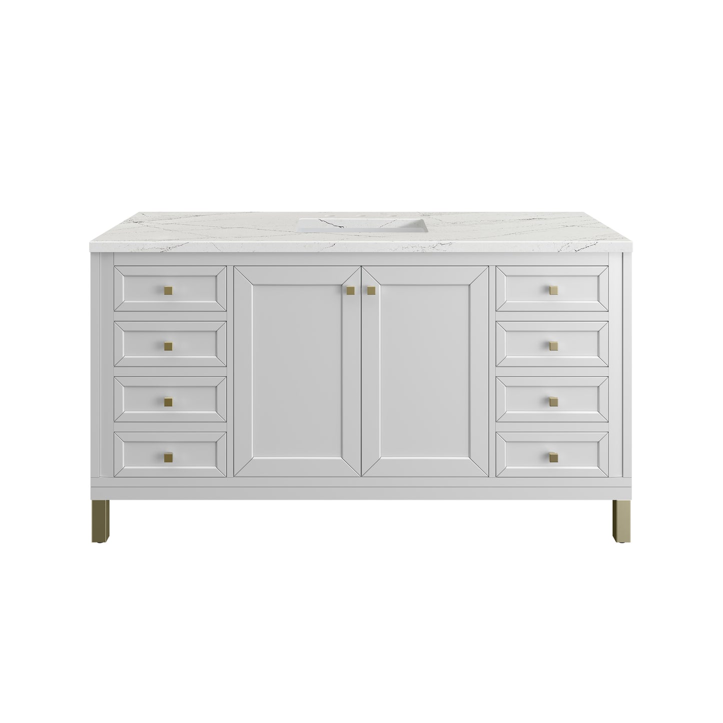 James Martin Vanities Chicago 60" Glossy White Single Vanity With 3cm Ethereal Noctis Silestone Top