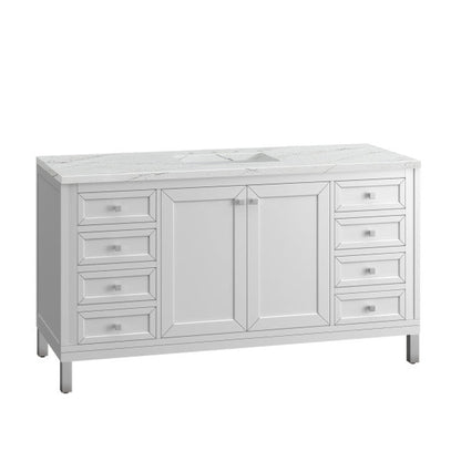 James Martin Vanities Chicago 60" Glossy White Single Vanity With 3cm Ethereal Noctis Top