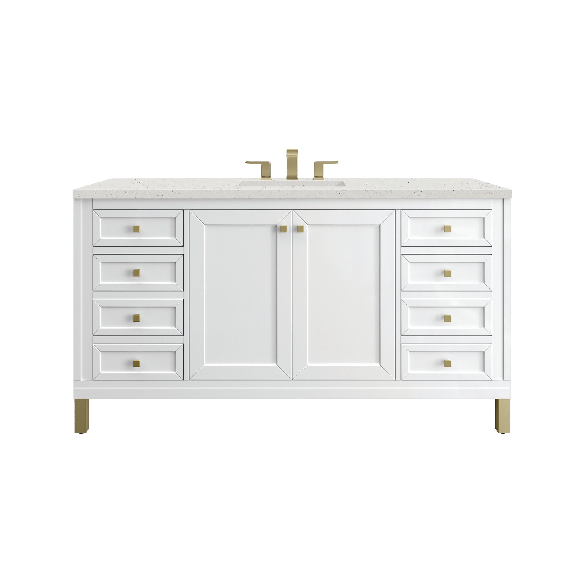 James Martin Vanities Chicago 60" Glossy White Single Vanity With 3cm Lime Delight Silestone Top