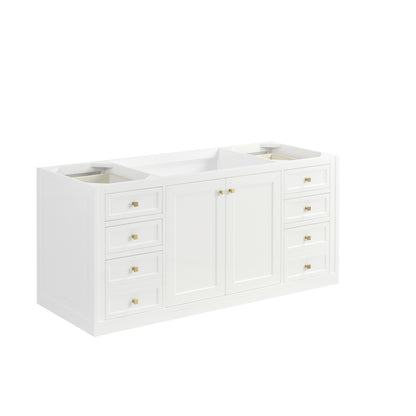 James Martin Vanities Chicago 60" Glossy White Single Vanity With 3cm White Zeus Silestone Top