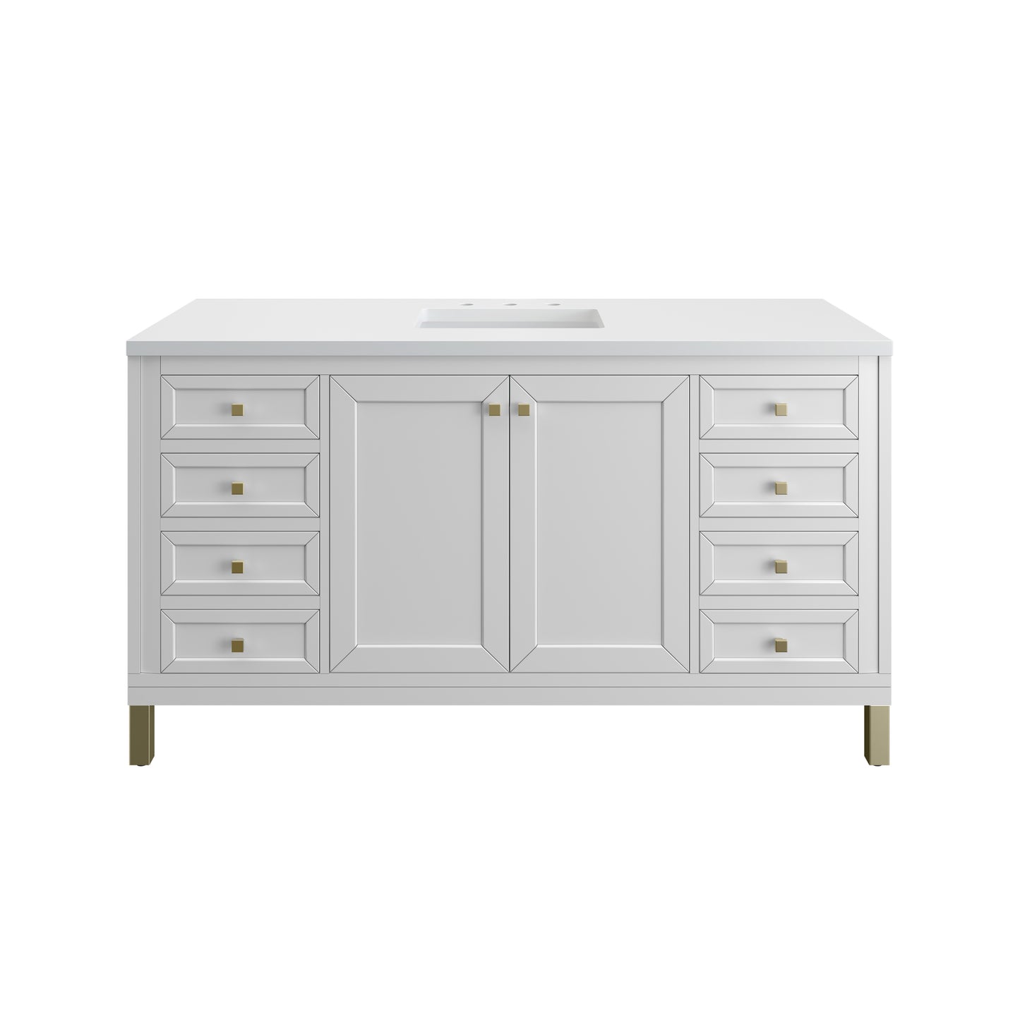 James Martin Vanities Chicago 60" Glossy White Single Vanity With 3cm White Zeus Silestone Top