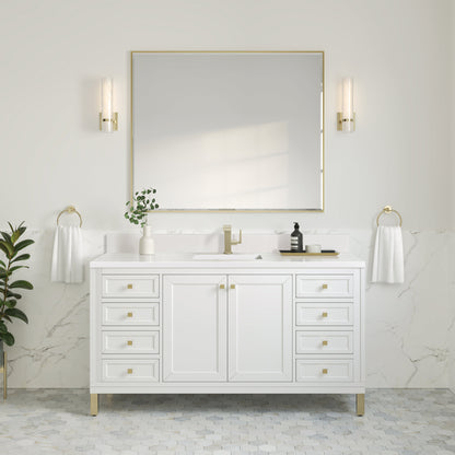 James Martin Vanities Chicago 60" Glossy White Single Vanity With Single Hole 3 cm White Zeus Top & Backsplash