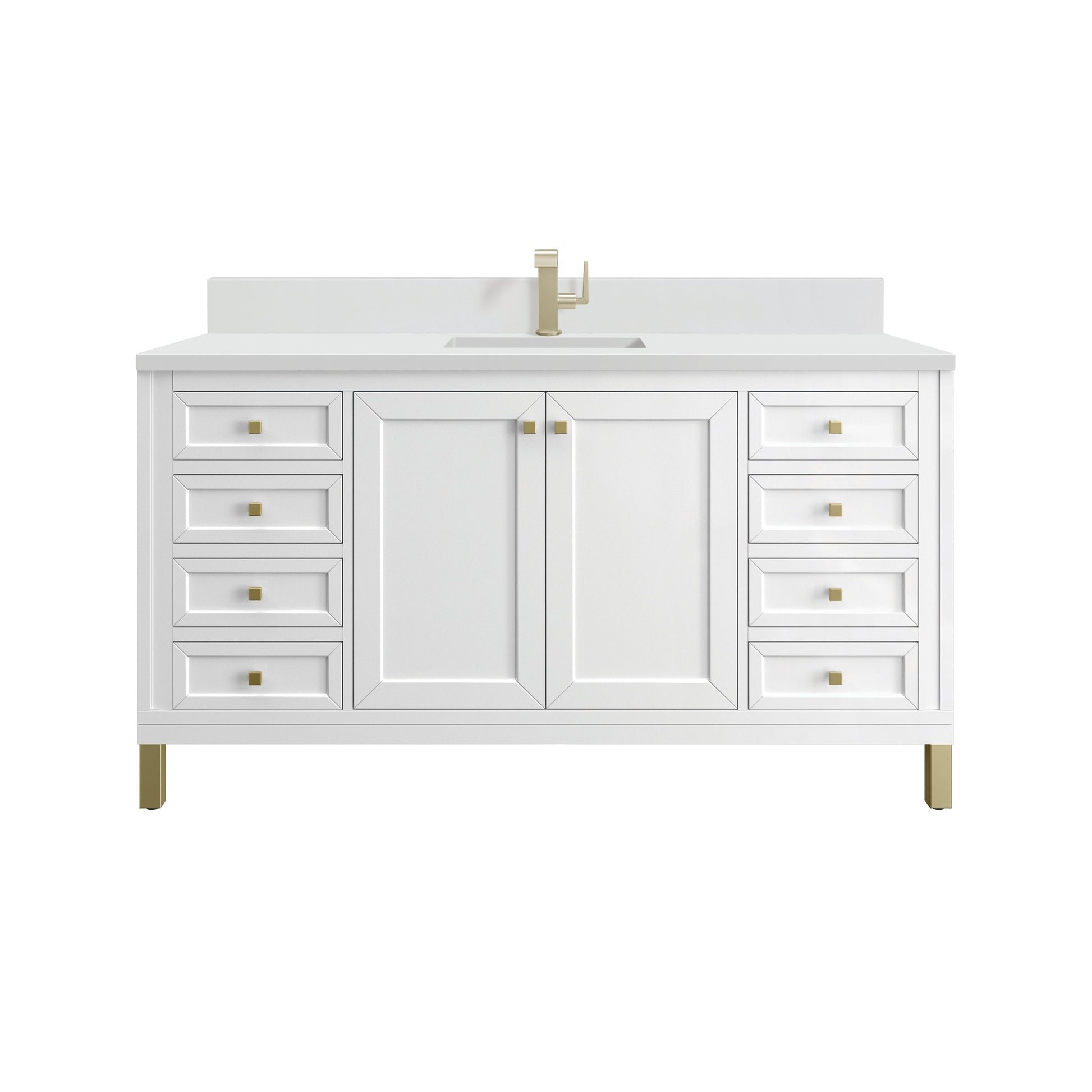 James Martin Vanities Chicago 60" Glossy White Single Vanity With Single Hole 3 cm White Zeus Top & Backsplash